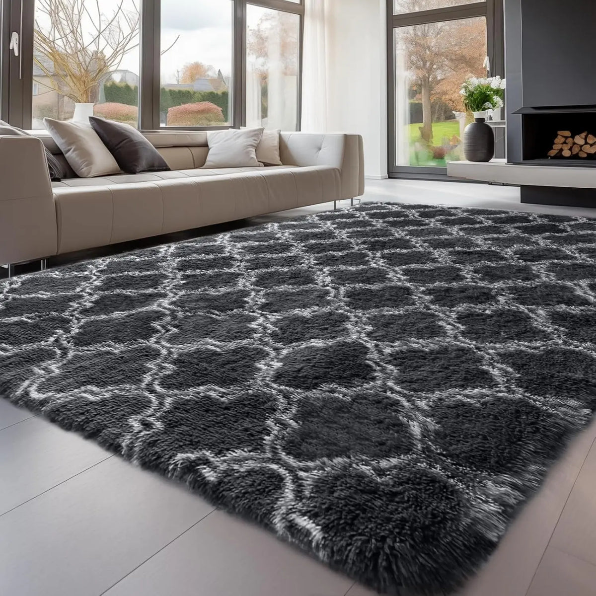 Ultra Soft Shag Fluffy High Pile Area Rug, Modern Decorative Carpet for Bedroom, Living Room, Nursery & Dorm, Home Decor