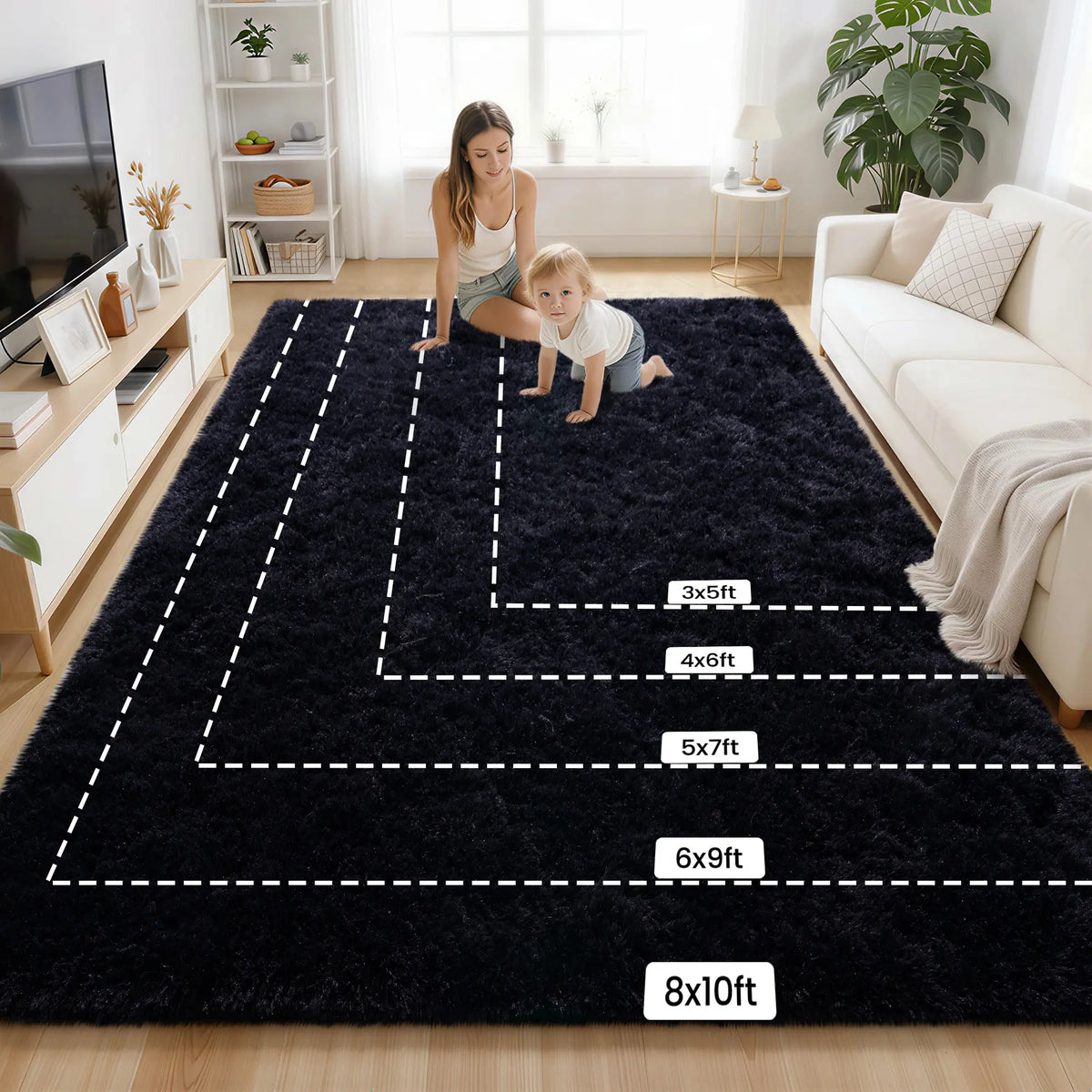 SohoChic Ultra-Soft Shaggy Rug - Furry Soft, Fuzzy Decorative Rug with Upgrade Non-Slip Backing, for Bedroom Kids Room, Room Decor, House Decor