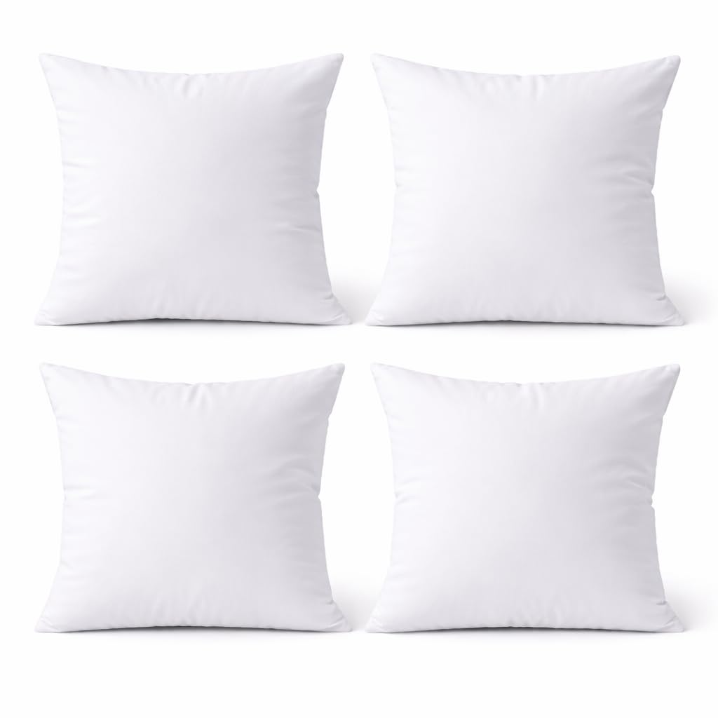 18 x 18 Inch Throw Pillow Inserts – Set of 6 Square Cushions with Polyester Fill for Decorative Pillow Covers