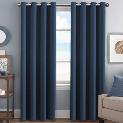 H.VERSAILTEX Blackout Curtains for Bedroom Thermal Insulated Room Darkening Living Room Curtains 63 Inch Long Grommet Privacy Protection Window Curtain Panels/Drapes for Nursery,2 Panels,Ivory/Cream