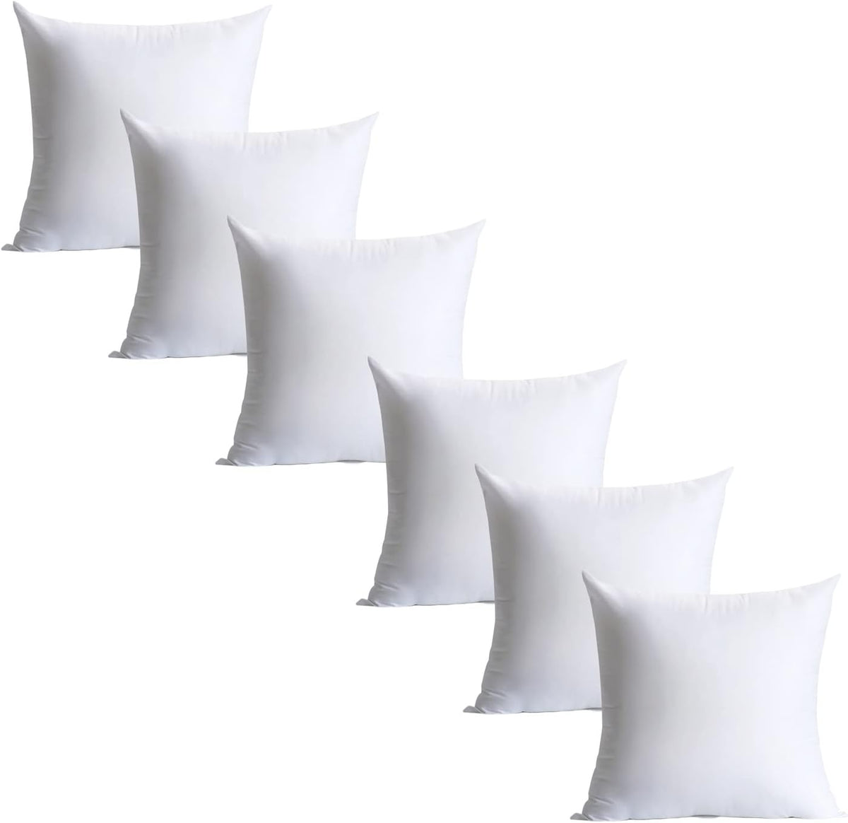 Calibrate Timing 20 x 20 inches Pillow Inserts, Set of 6 Hypoallergenic Brushed Microfiber Liner Down Alternative Filled Square Cushion Throw Pillow