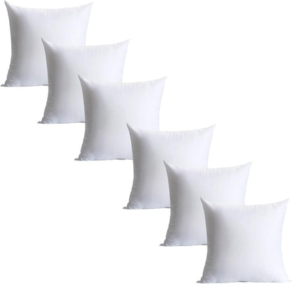 Calibrate Timing 20 x 20 inches Pillow Inserts, Set of 6 Hypoallergenic Brushed Microfiber Liner Down Alternative Filled Square Cushion Throw Pillow