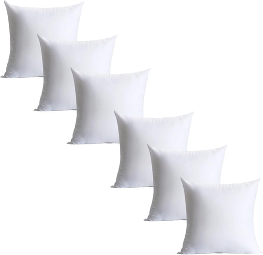 Calibrate Timing 20 x 20 inches Pillow Inserts, Set of 6 Hypoallergenic Brushed Microfiber Liner Down Alternative Filled Square Cushion Throw Pillow