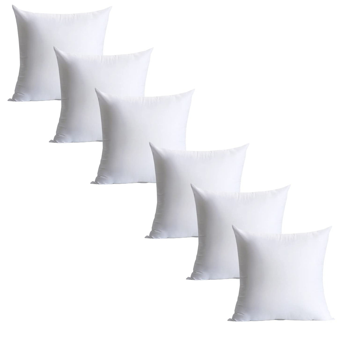 Calibrate Timing 20 x 20 inches Pillow Inserts, Set of 6 Hypoallergenic Brushed Microfiber Liner Down Alternative Filled Square Cushion Throw Pillow