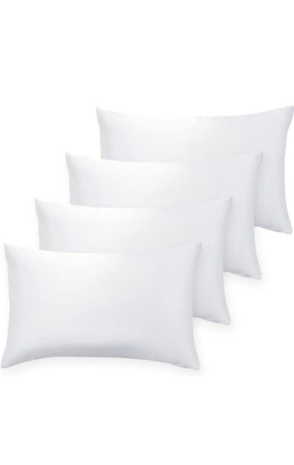 QUBA LINEN Throw Pillow Insert - Pack of 4 White, Down Alternative Pillow Inserts for Decorative Pillow Covers, Throw Pillows for Bed, Couch Pillows for Living Room (12" x 12" (Pack of 4))