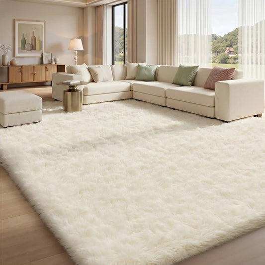 FAMVAL Large Decorative Super Soft Wrinkle Resistant Rug for Bedroom, Long Plush Non-Slip Area Rug, Modern Cozy Room Decor for Dorm Apartment Kids Room