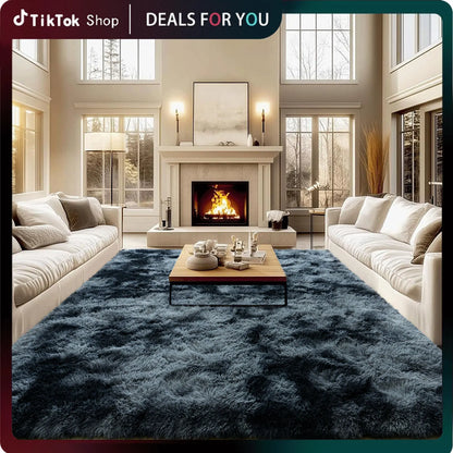 Rezutan Polyester Fluffy Non-Slip Shag Area Rug, Large Soft Unisex Household Item for Living Room & Bedroom, Aesthetic Home Decor, Room Decor