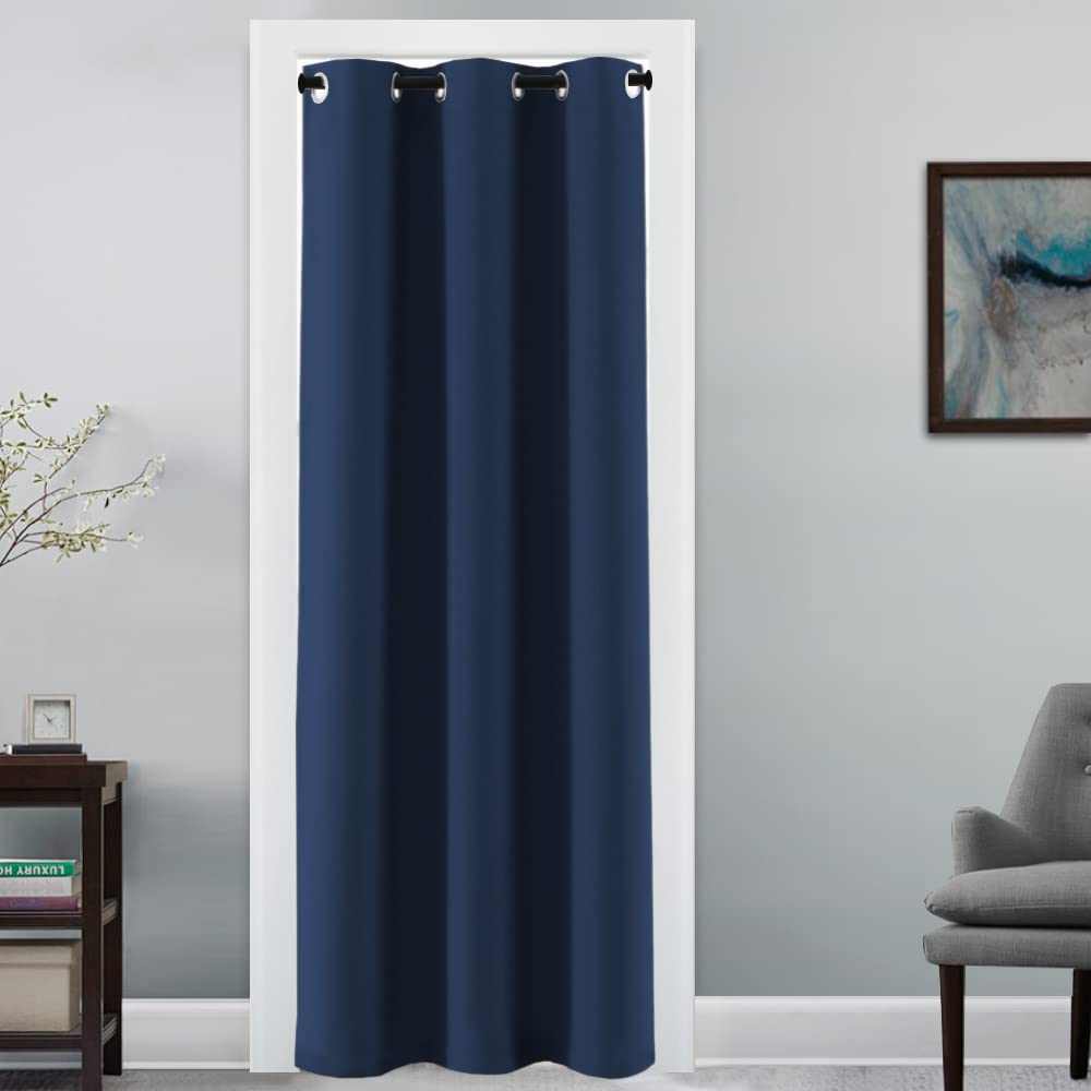 H.VERSAILTEX 100% Blackout Curtains for Bedroom Black Out Curtains 96 inch Thermal Insulated Long Blackout Curtains for Living Room, Energy Saving Curtains for Patio Door Grommet (1 Panel, Jet Black)