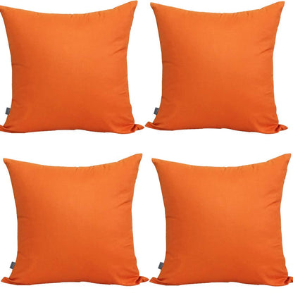 Thmyo 4-Pack 100% Cotton Solid Decorative Throw Pillow Case 18x18 Orange