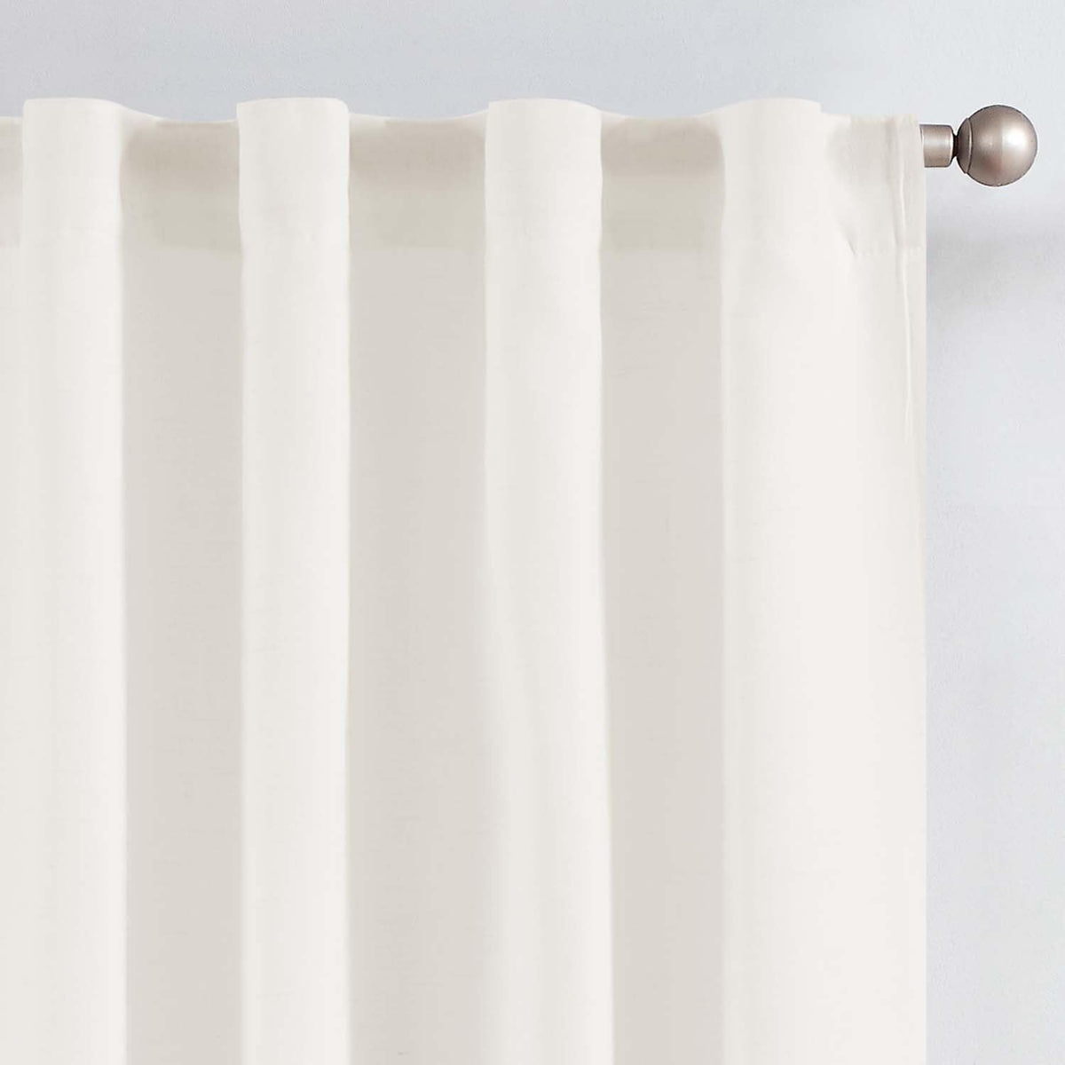 jinchan Linen Curtains Light Filtering Back Tab 50x96 Inch 2 Panels Beige