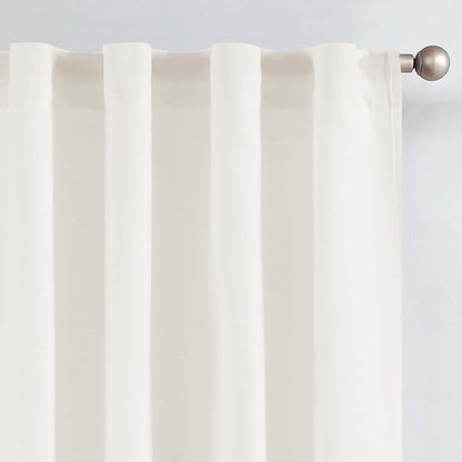 jinchan Linen Curtains Light Filtering Back Tab 50x96 Inch 2 Panels Beige