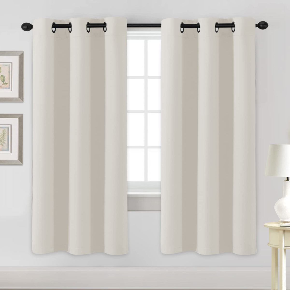 H.VERSAILTEX Blackout Curtains for Bedroom Thermal Insulated Room Darkening Living Room Curtains 63 Inch Long Grommet Privacy Protection Window Curtain Panels/Drapes for Nursery,2 Panels,Ivory/Cream