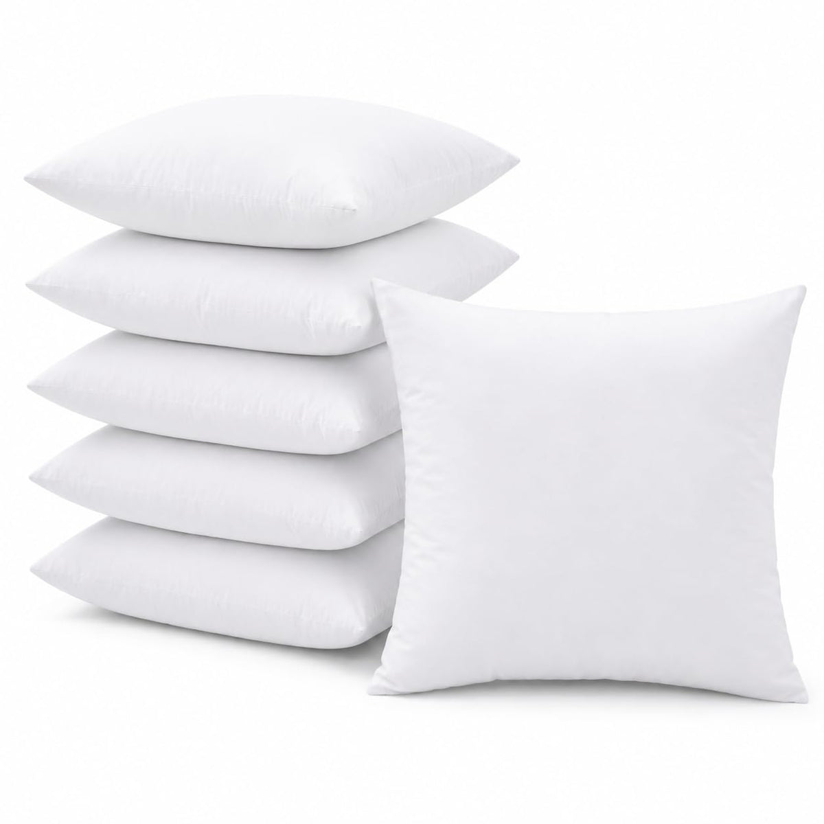 18 x 18 Inch Throw Pillow Inserts – Set of 6 Square Cushions with Polyester Fill for Decorative Pillow Covers