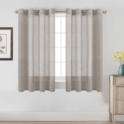 H.VERSAILTEX Natural Linen Sheer Curtains 84" 2 Panels Grommet