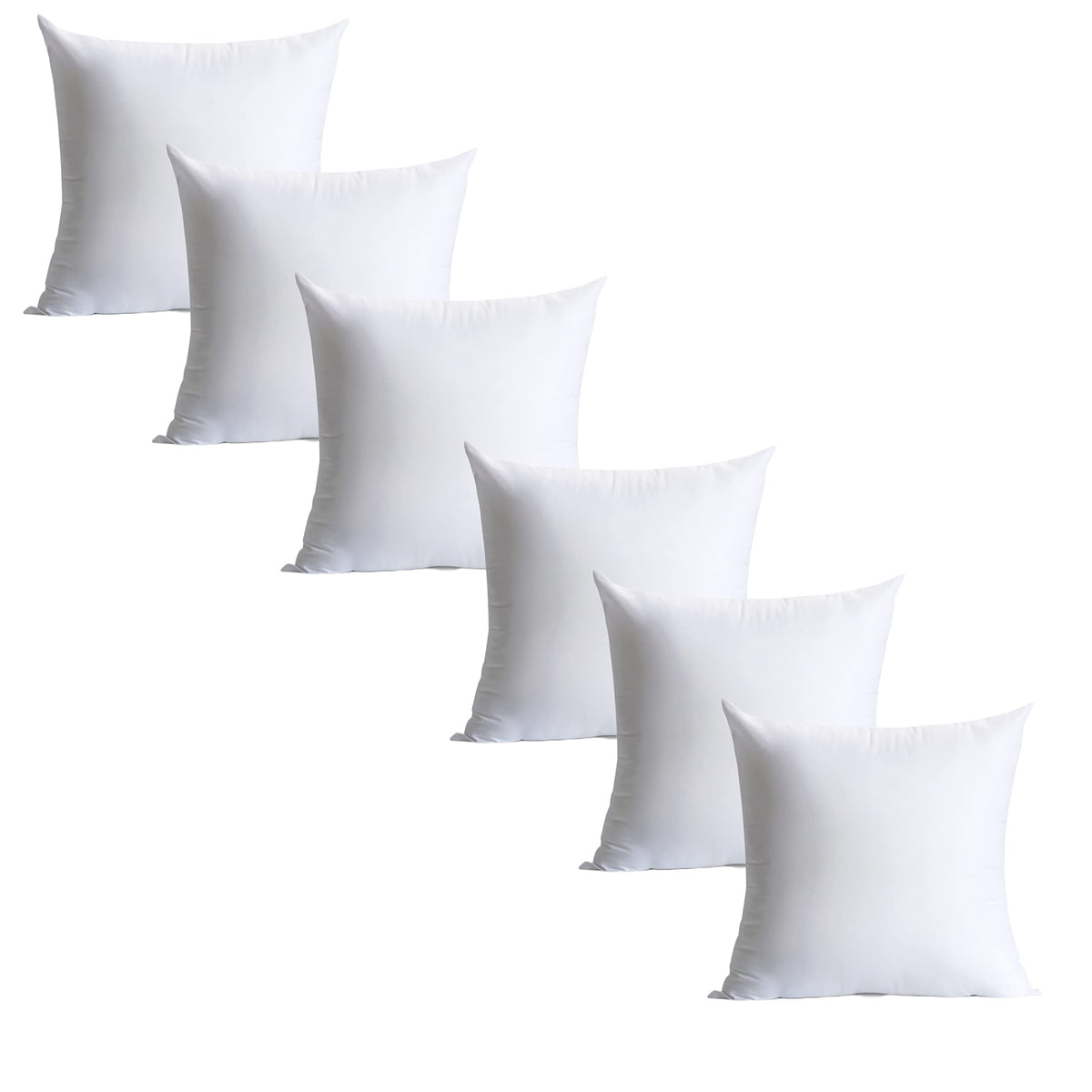 Calibrate Timing 20 x 20 inches Pillow Inserts, Set of 6 Hypoallergenic Brushed Microfiber Liner Down Alternative Filled Square Cushion Throw Pillow