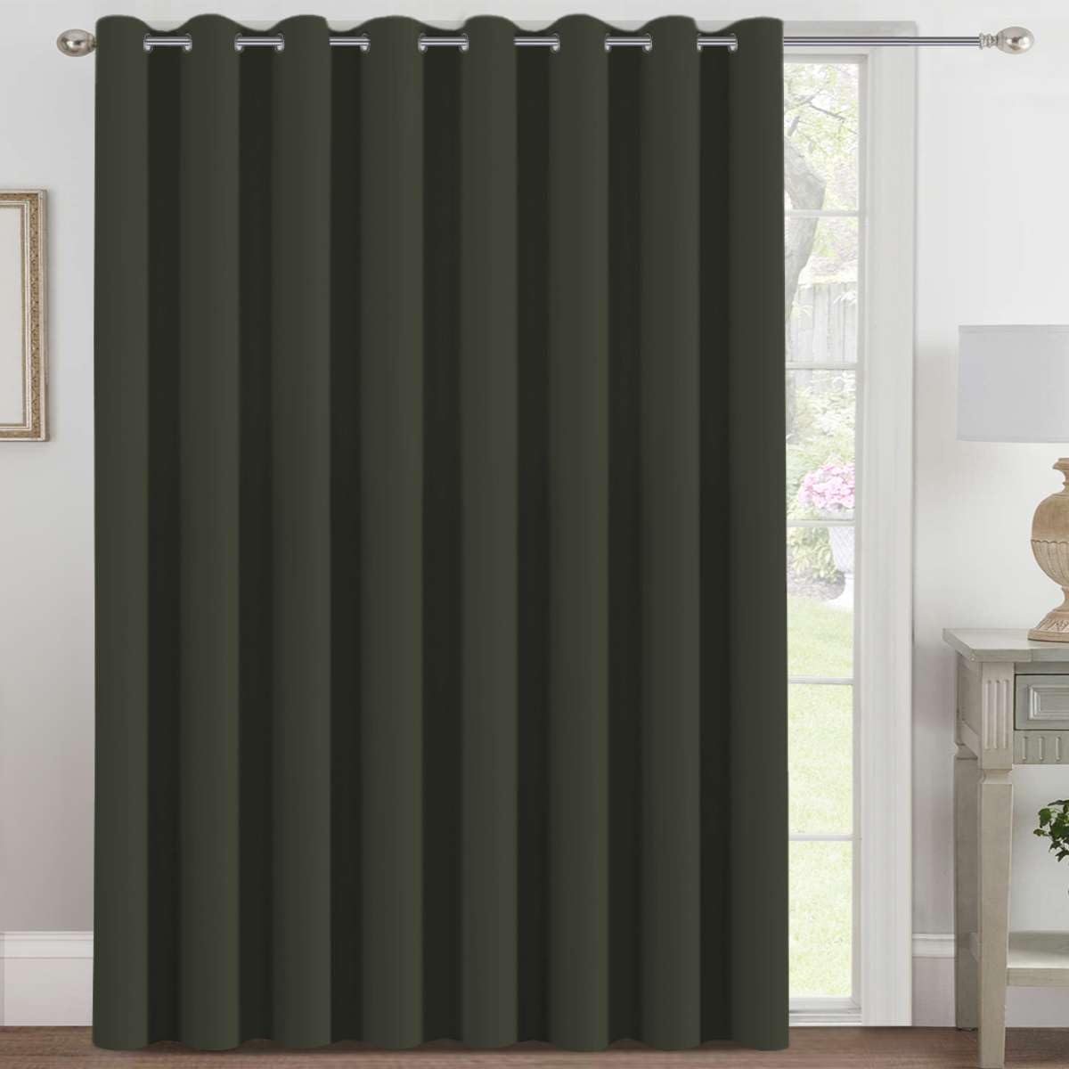 H.VERSAILTEX 100% Blackout Curtains for Bedroom Black Out Curtains 96 inch Thermal Insulated Long Blackout Curtains for Living Room, Energy Saving Curtains for Patio Door Grommet (1 Panel, Jet Black)