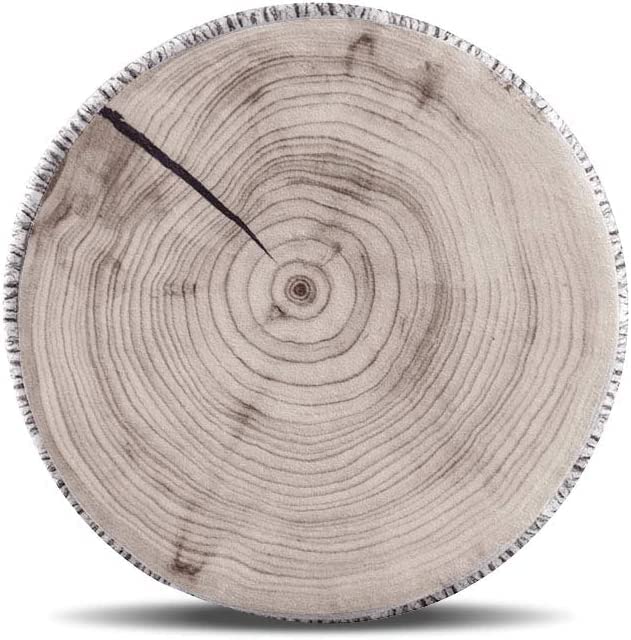 HYSEAS Decorative Round Throw Pillow, 3D Digital Print Comfortable Funny Cute Wood Log Pillow Circle Seating Floor Cushion for Home, Couch, Sofa, Bedroom, Stump, 14 x 2.75 Inch, 1 Pack