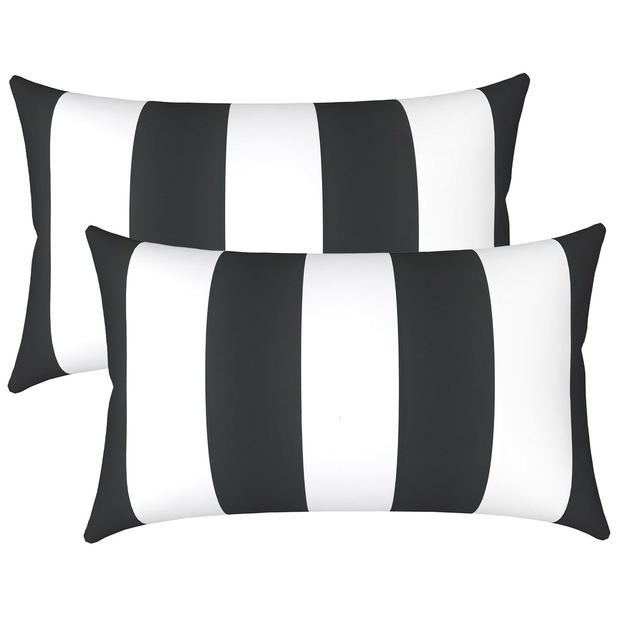 LVTXIII Set of 2 Patio Lumbar Pillows, 12" x 20" Fade Resistant Outdoor Lumbar Pillow with Inners, Fluffy Decorative Garden Lumbar Cushions for Home Patio Coach Sofa Use, Jacobean Black