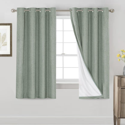 PrinceDeco Natural Linen Curtains 100% Blackout Linen Curtains for Bedroom Full Blackout Curtains 84 Inches Long Living Room Thermal Insulated Light Blocking Curtain Drapes White Backing, 2 Panels