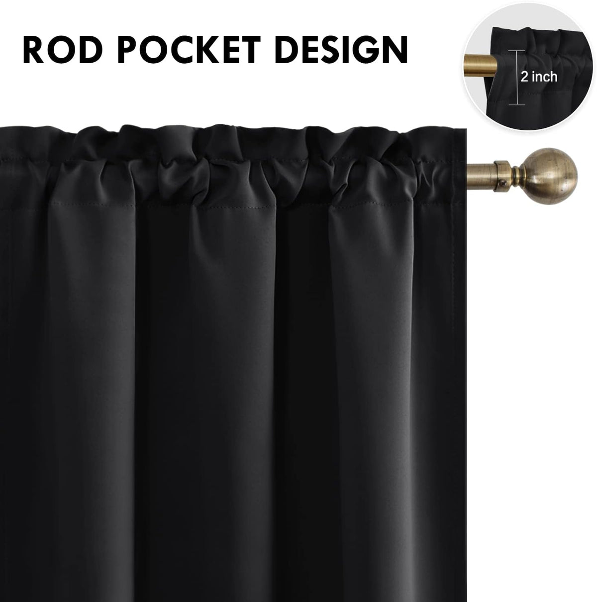 DWCN Blackout Curtains for Bedroom Living Room 42 x 63 Inch Long Black
