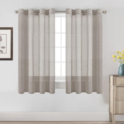 H.VERSAILTEX Natural Linen Sheer Curtains 84" 2 Panels Grommet