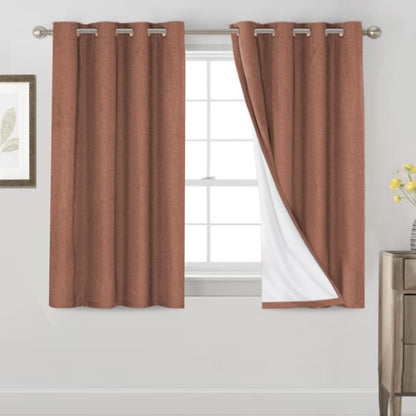 PrinceDeco Natural Linen Curtains 100% Blackout Linen Curtains for Bedroom Full Blackout Curtains 84 Inches Long Living Room Thermal Insulated Light Blocking Curtain Drapes White Backing, 2 Panels
