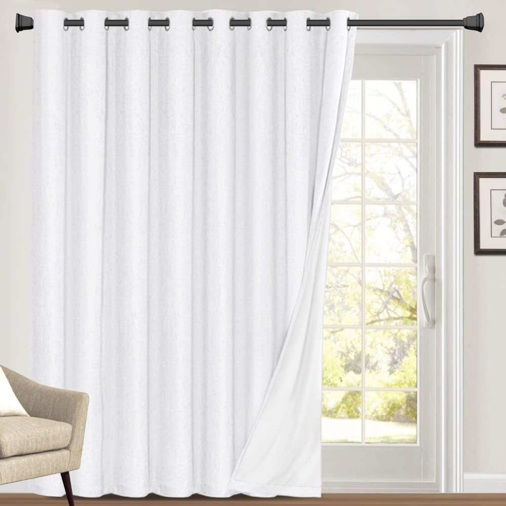 PrinceDeco Natural Linen Curtains 100% Blackout Linen Curtains for Bedroom Full Blackout Curtains 84 Inches Long Living Room Thermal Insulated Light Blocking Curtain Drapes White Backing, 2 Panels