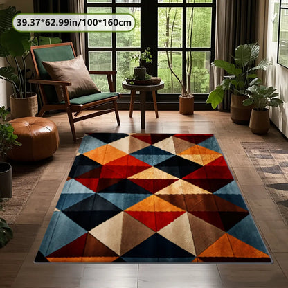 Imitation Cashmere Geometric Pattern, Modern Art-Style Digital Printed Carpet, Comfortable And Beautiful, Versatile Decoration, Living Room, Sofa Mat, Door Mat, Bedroom, Outdoor Use, Shopping Malls, Cafes, Machine Washable