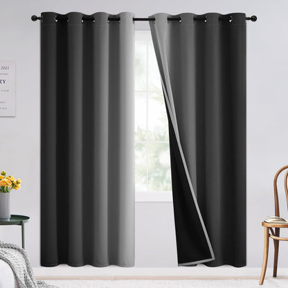 SimpleHome Ombre Black to Grey White Curtains for Living Room 52Wx84L