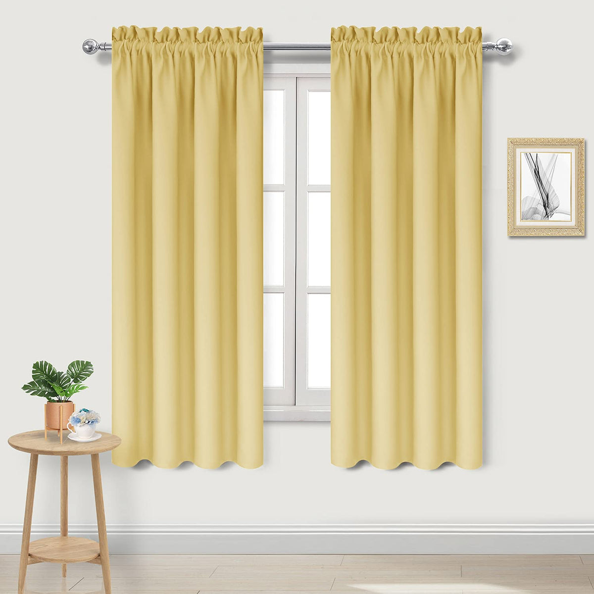 DWCN Blackout Curtains for Bedroom Living Room 42 x 63 Inch Long Black