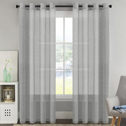 H.VERSAILTEX Natural Linen Sheer Curtains 84" 2 Panels Grommet