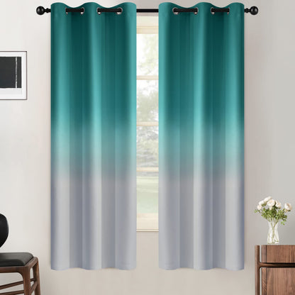 SimpleHome Ombre Black to Grey White Curtains for Living Room 52Wx84L