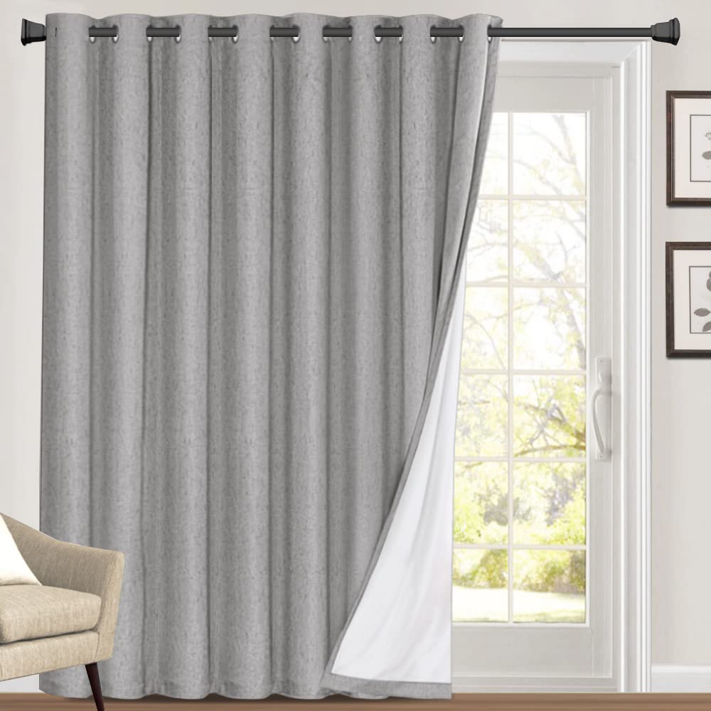 PrinceDeco Natural Linen Curtains 100% Blackout Linen Curtains for Bedroom Full Blackout Curtains 84 Inches Long Living Room Thermal Insulated Light Blocking Curtain Drapes White Backing, 2 Panels