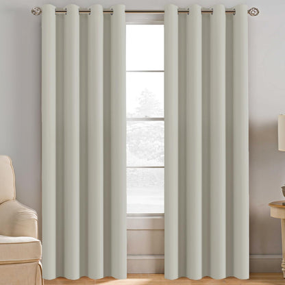 H.VERSAILTEX Blackout Curtains for Bedroom Thermal Insulated Room Darkening Living Room Curtains 63 Inch Long Grommet Privacy Protection Window Curtain Panels/Drapes for Nursery,2 Panels,Ivory/Cream
