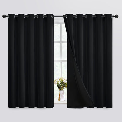 SimpleHome Cream 100% Blackout Curtains Room Darkening Living Room 84 Inch