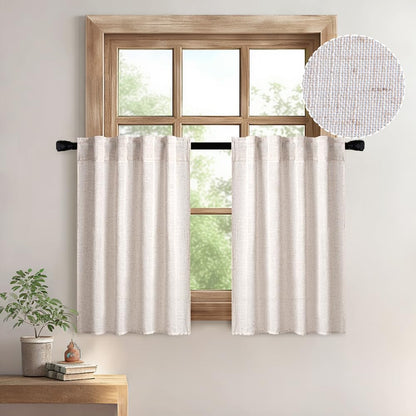 MIULEE Natural White Linen Curtains 52x84 Inch Long for Bedroom Living Room