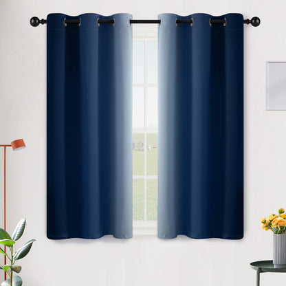 SimpleHome Ombre Black to Grey White Curtains for Living Room 52Wx84L
