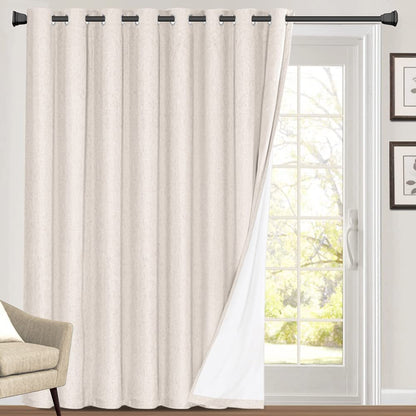 PrinceDeco Natural Linen Curtains 100% Blackout Linen Curtains for Bedroom Full Blackout Curtains 84 Inches Long Living Room Thermal Insulated Light Blocking Curtain Drapes White Backing, 2 Panels