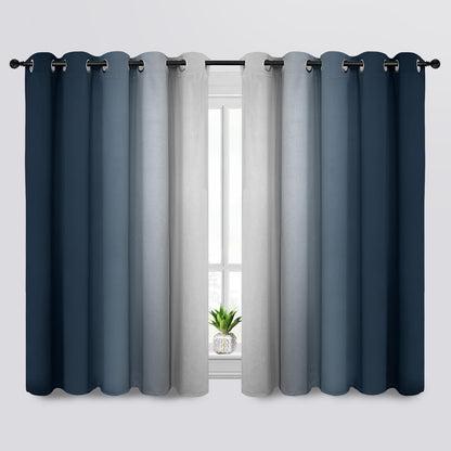 SimpleHome Ombre Black to Grey White Curtains for Living Room 52Wx84L