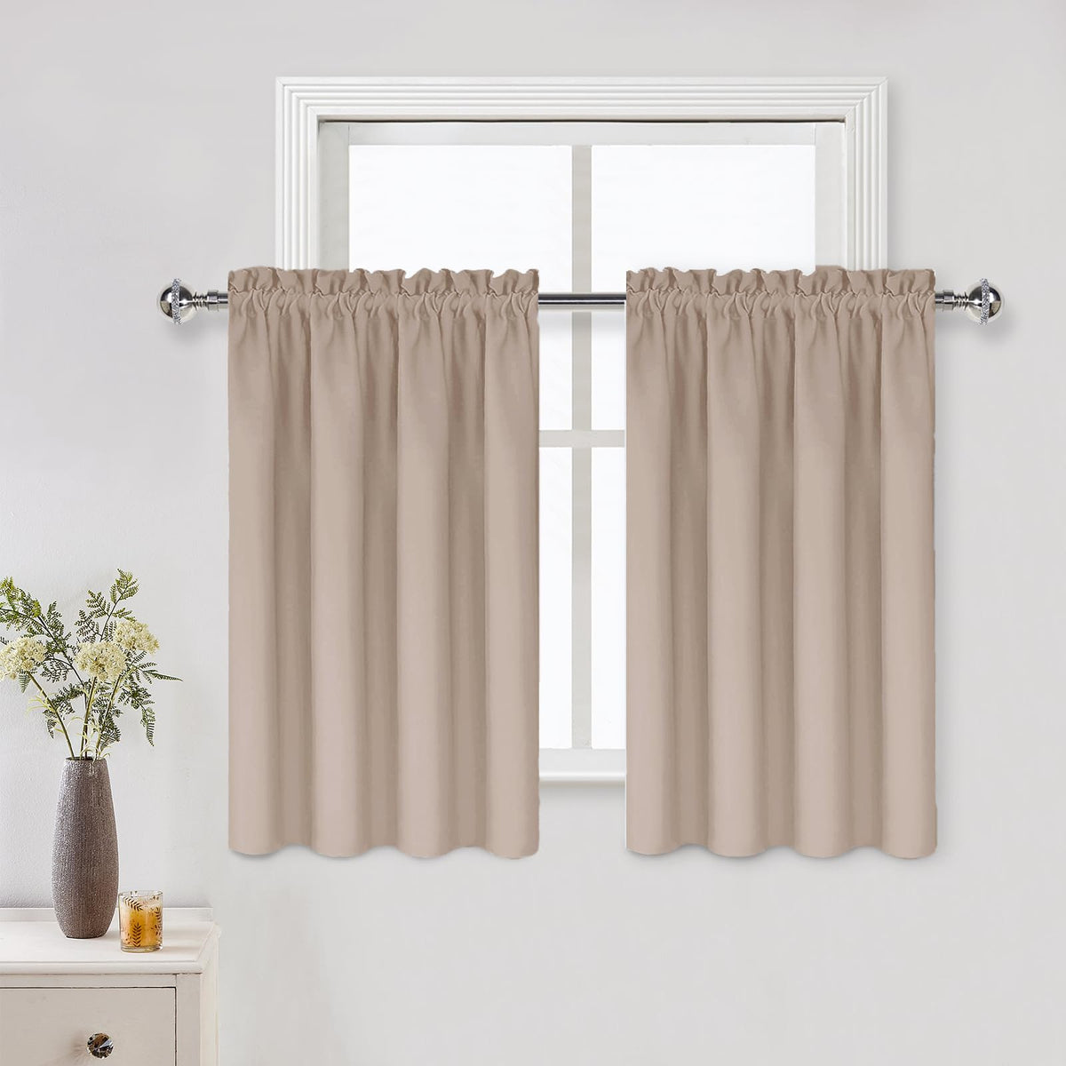 DWCN Blackout Curtains for Bedroom Living Room 42 x 63 Inch Long Black