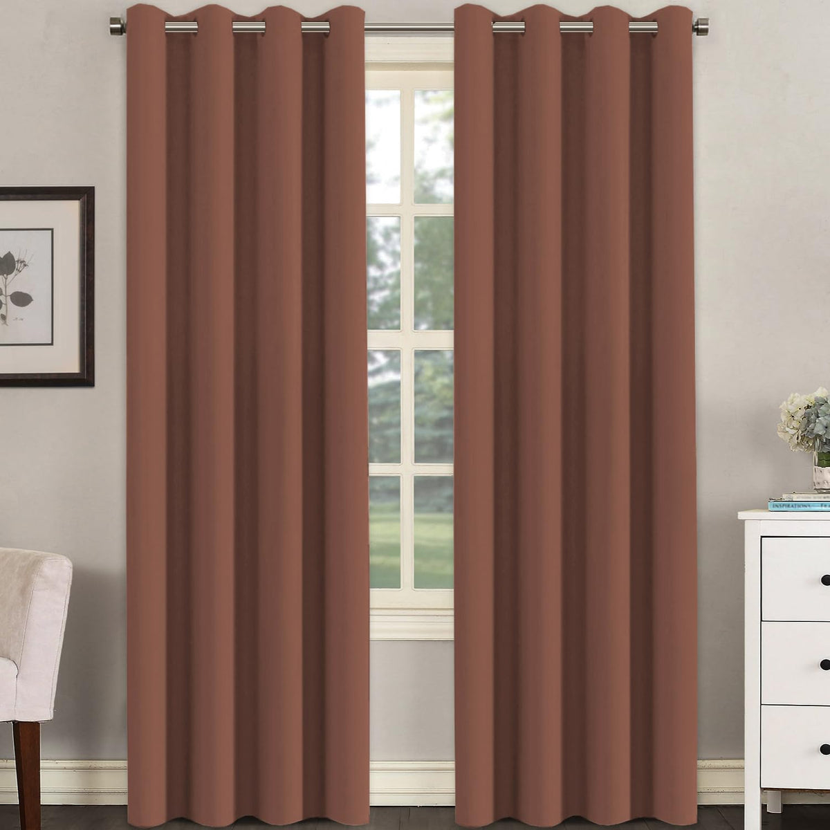 H.VERSAILTEX Blackout Curtains for Bedroom Thermal Insulated Room Darkening Living Room Curtains 63 Inch Long Grommet Privacy Protection Window Curtain Panels/Drapes for Nursery,2 Panels,Ivory/Cream