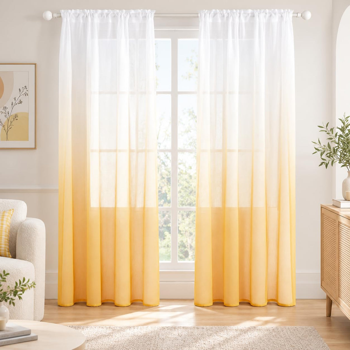Deconovo Light Filtering Sheer Curtains 72 Inches Long for Living Room