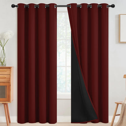 SimpleHome Cream 100% Blackout Curtains Room Darkening Living Room 84 Inch