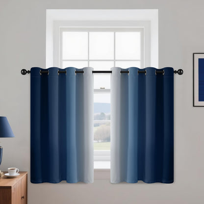 Yakamok Ombre Curtains Blue and Greyish White for Living Room,52Wx84L