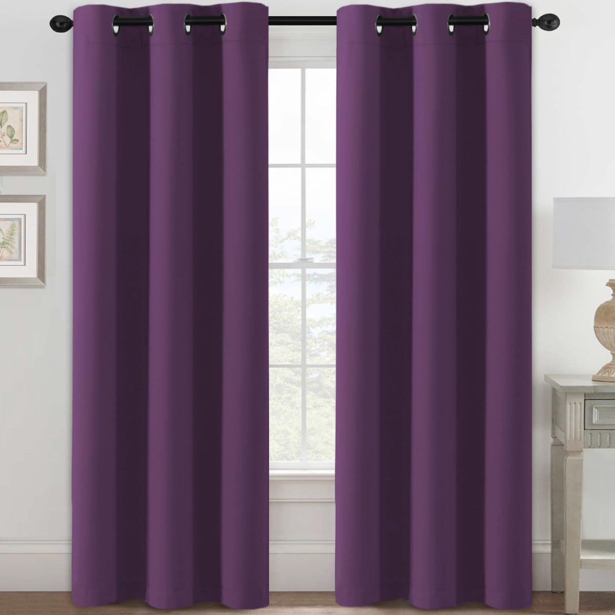 H.VERSAILTEX Blackout Curtains for Bedroom Thermal Insulated Room Darkening Living Room Curtains 63 Inch Long Grommet Privacy Protection Window Curtain Panels/Drapes for Nursery,2 Panels,Ivory/Cream