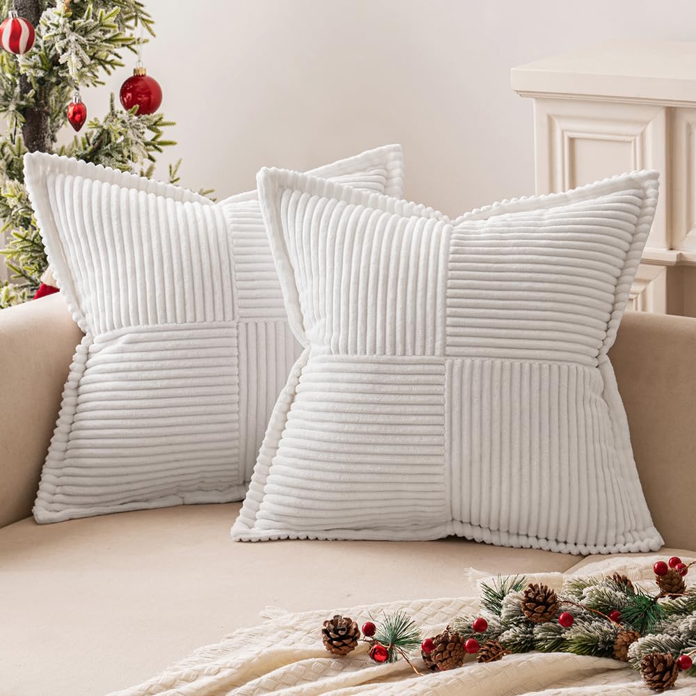 MIULEE Decorative Throw Pillow Covers for Couch 18x18 Inch Beige 2 Pack