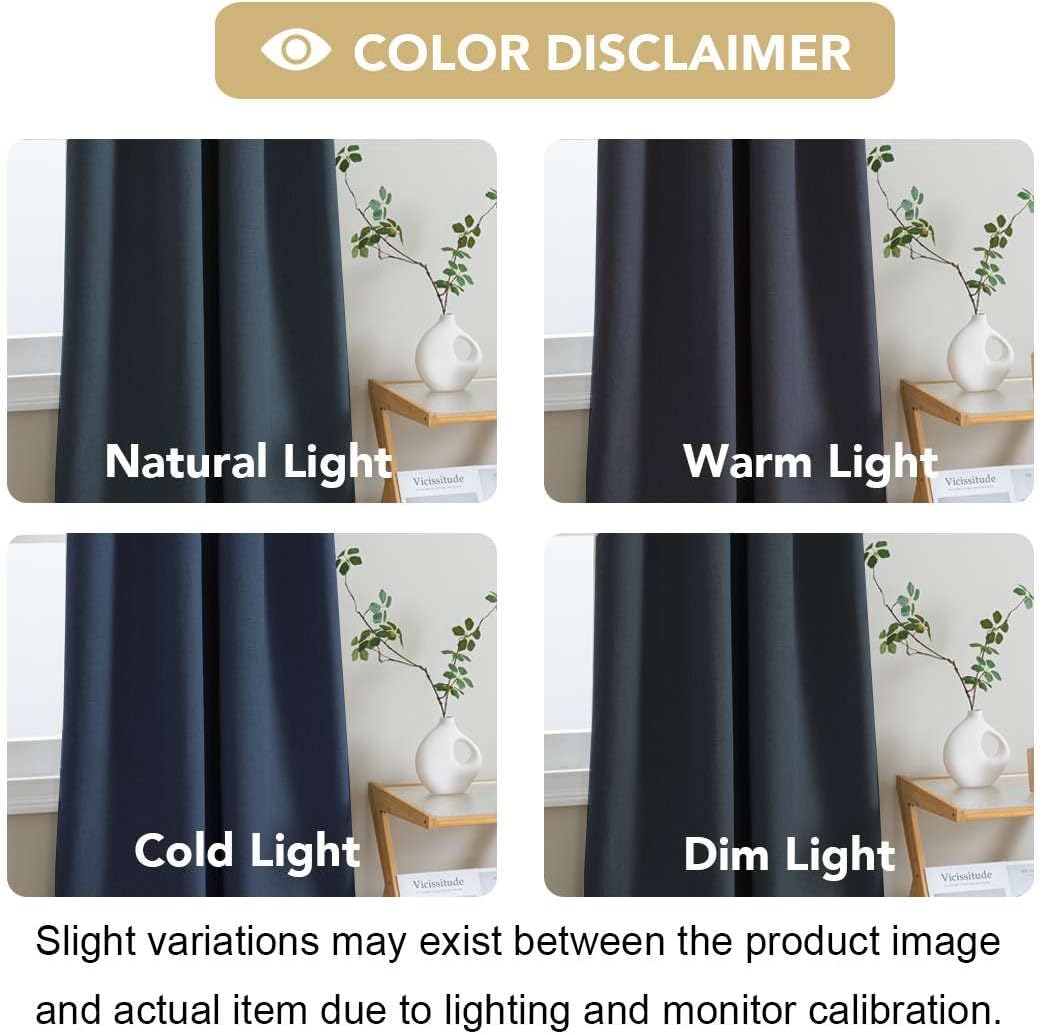 H.VERSAILTEX 100% Blackout Curtains for Bedroom 84 Inches Long Grommet Linen Face Full Light Blocking Curtain Drapes for Living Room Thermal Linen Look Curtains 2 Panels Set, 52" W x 84" L, Navy