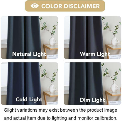 H.VERSAILTEX 100% Blackout Curtains for Bedroom 84 Inches Long Grommet Linen Face Full Light Blocking Curtain Drapes for Living Room Thermal Linen Look Curtains 2 Panels Set, 52" W x 84" L, Navy