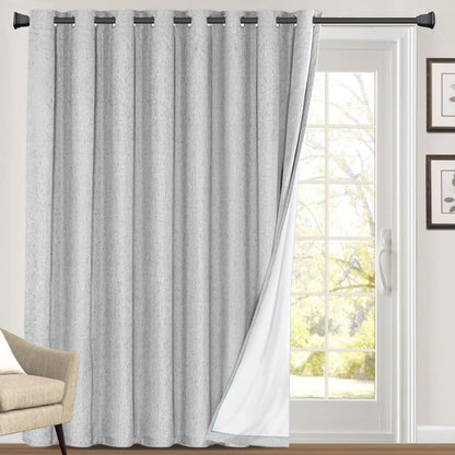 PrinceDeco Natural Linen Curtains 100% Blackout Linen Curtains for Bedroom Full Blackout Curtains 84 Inches Long Living Room Thermal Insulated Light Blocking Curtain Drapes White Backing, 2 Panels