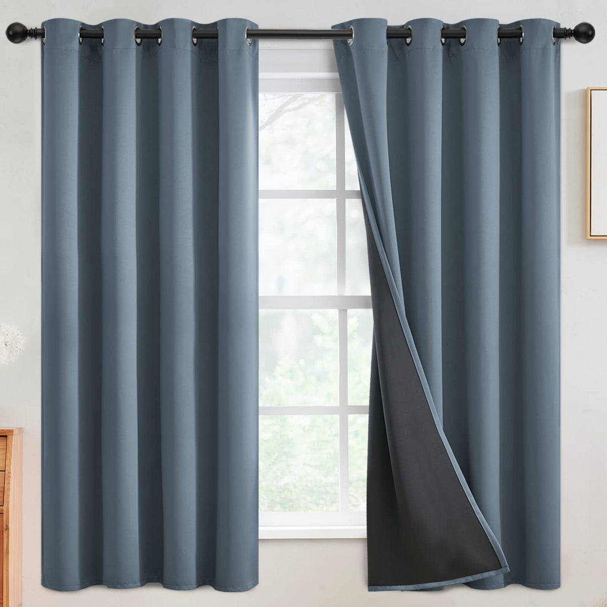 SimpleHome Cream 100% Blackout Curtains Room Darkening Living Room 84 Inch
